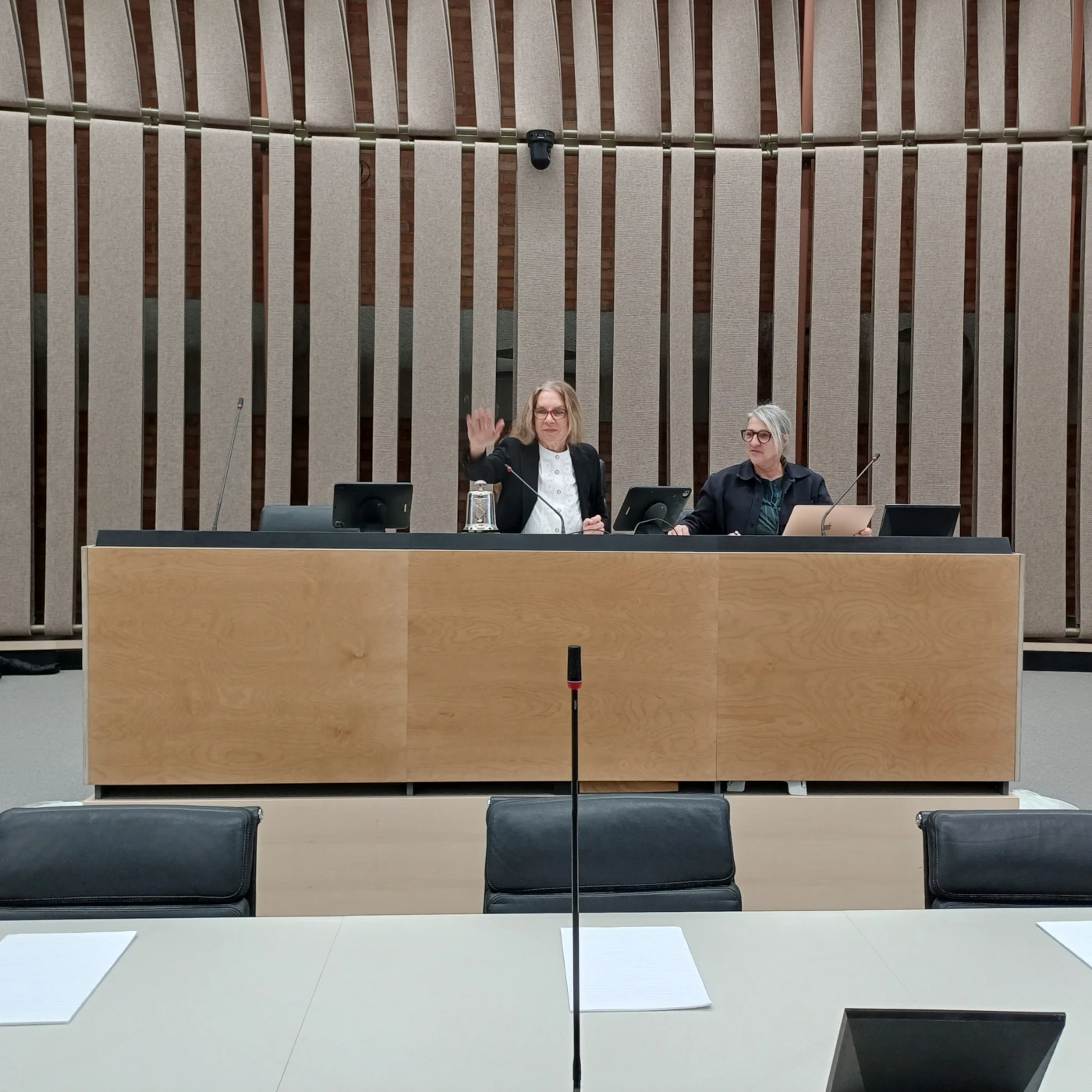 Karin Schindler und Sabine Ziegler sitzen im Kirchenparlament